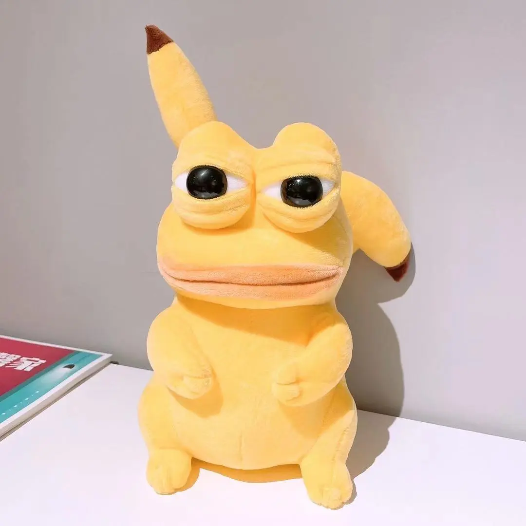 Pokemon-Anime-Pikachu-Kawaii-Plushnie-Cosplay-Spoof-Sad-Frog-Pepe-Stuffed-Toys-For-Children-Cute-Room