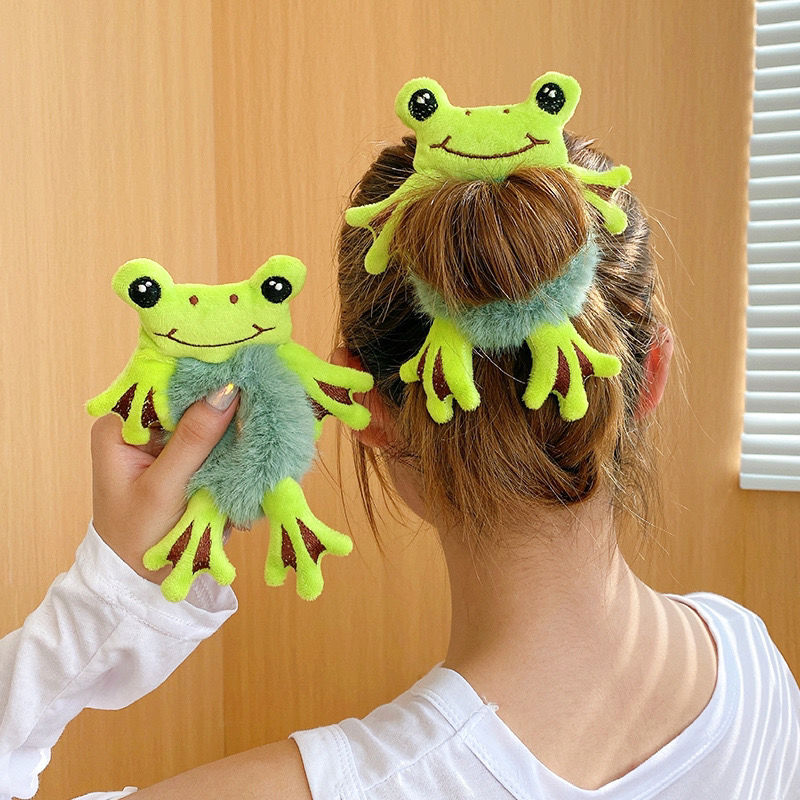 Cute Plush Green Frog Hair Circle Head Rope High Elastic – WiserChoices